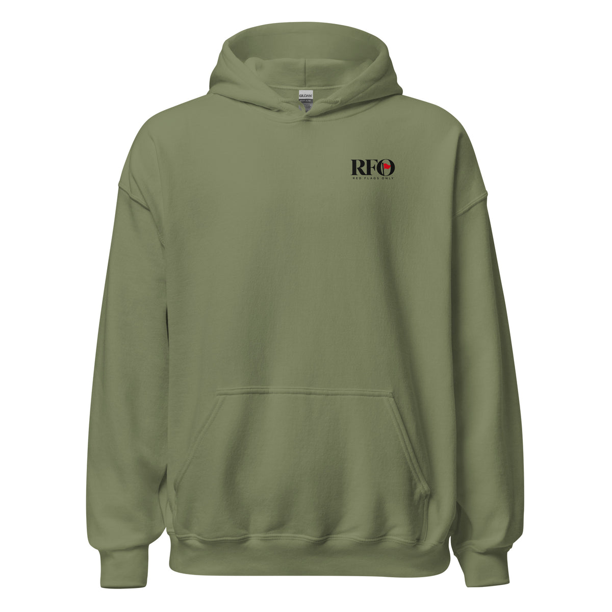 Hoodie "Impressions. Mostly Bad Ones.", cor verde militar, frente