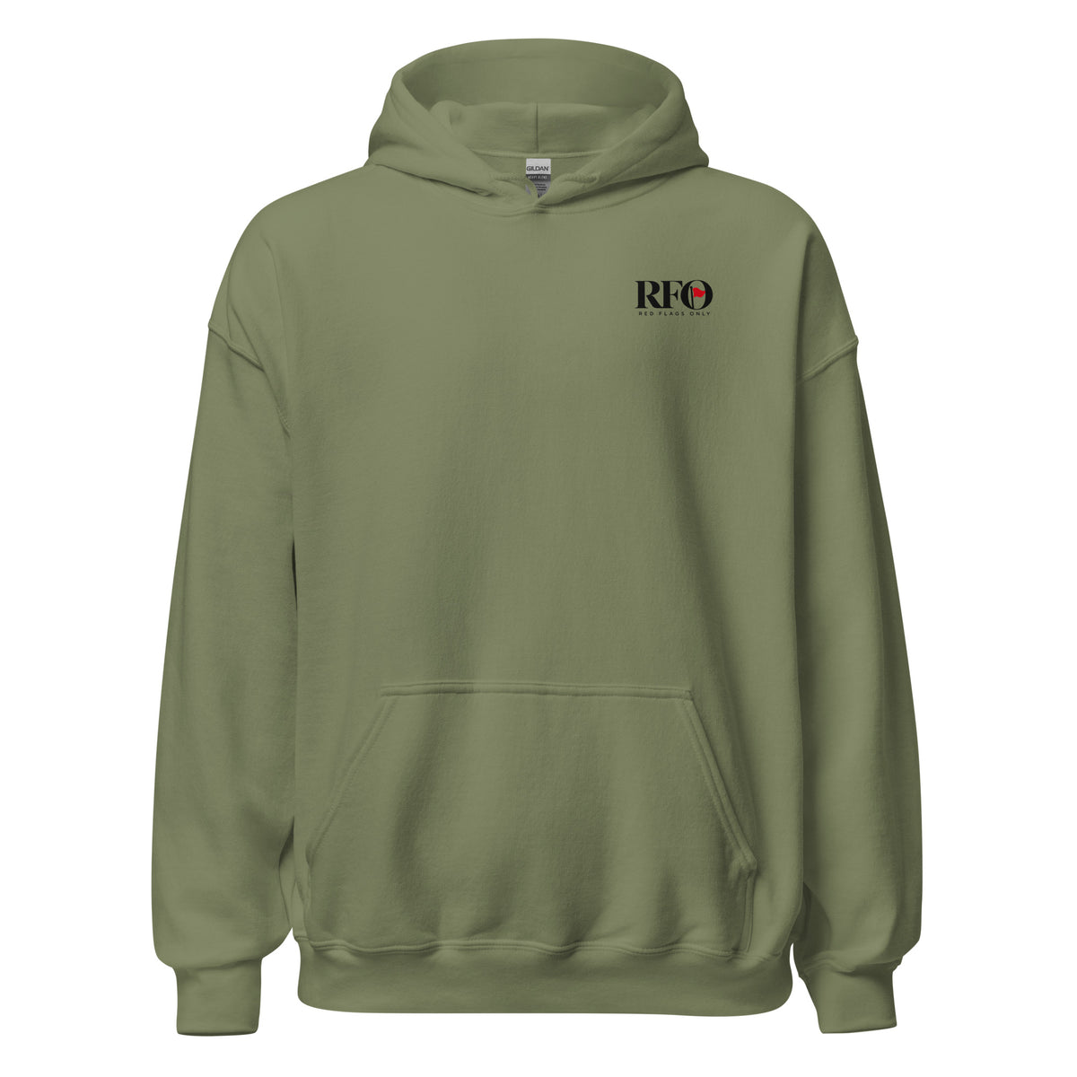 Hoodie "Quietly Unavailable", cor verde militar, frente