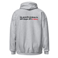 Hoodie "90% Hope, 10% Canva", cor cinza, costas