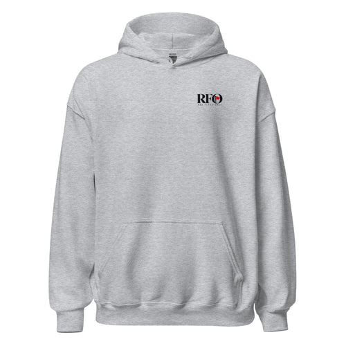 Hoodie "90% Hope, 10% Canva", cor cinza, frente