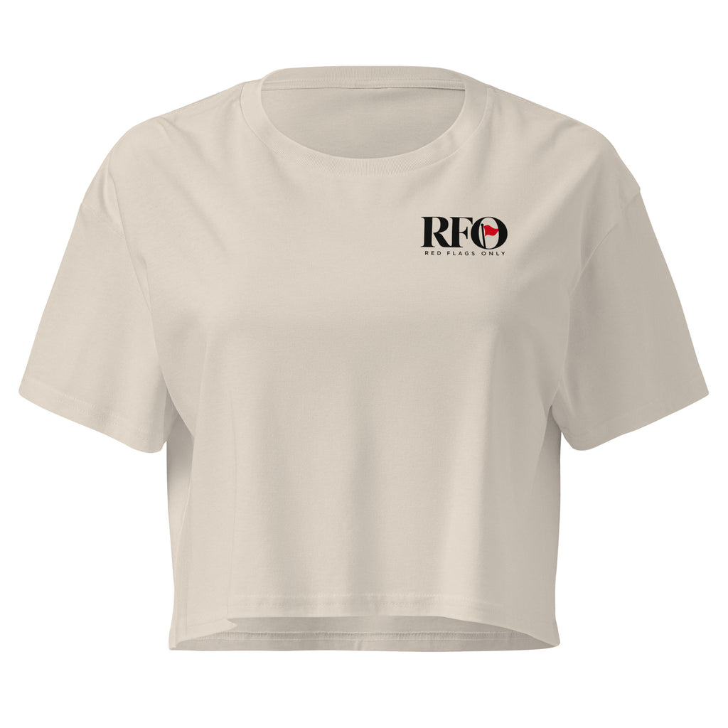 T-shirt Cropped "Impressions. Mostly Bad Ones.", cor osso, frente