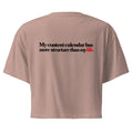 T-shirt Cropped "My Content Calendar", cor rosa claro, costas