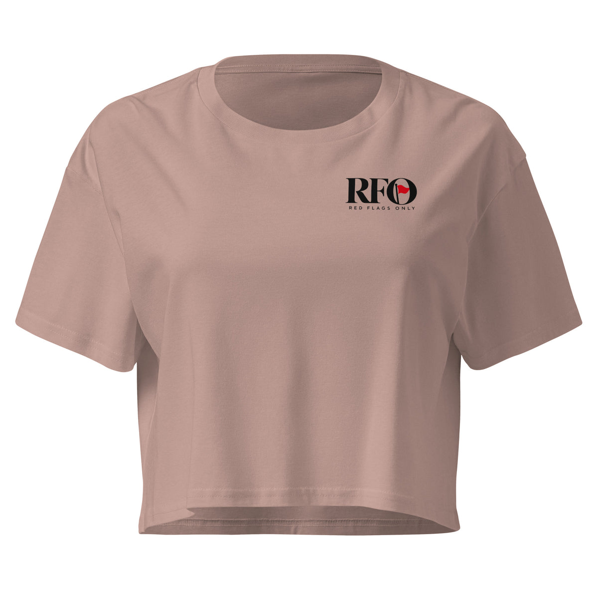 T-shirt Cropped "Impressions. Mostly Bad Ones.", cor rosa claro, frente