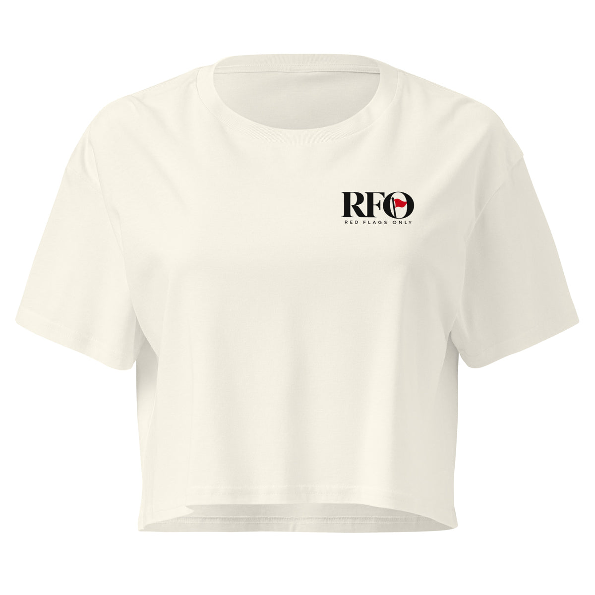 T-shirt Cropped "My Emergency Fund", cor natural, frente