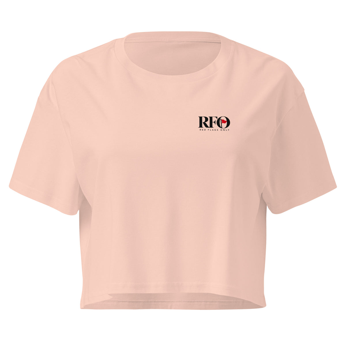 T-shirt Cropped "I Wanted To Retire Early", cor rosa pálido, frente