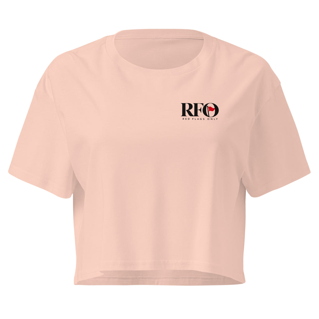 T-shirt Cropped "I Have A Five-Year Plan", cor rosa pálido, frente