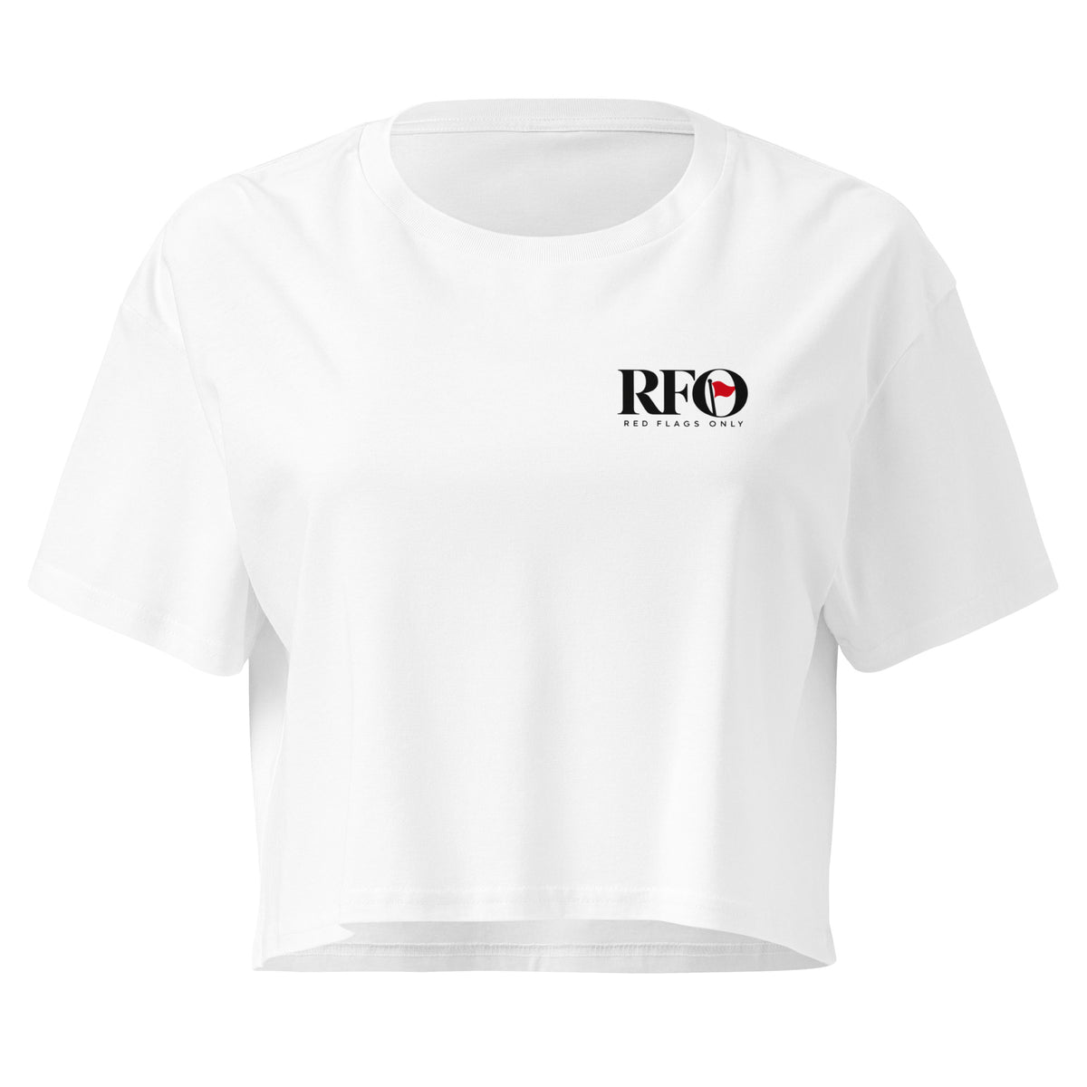 T-shirt Cropped "My Wallet Is Like An Onion", cor branca, frente